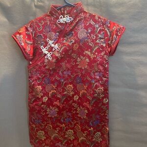 Red Floral Cheongsam Dress